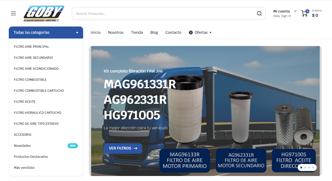 Tienda virtual GOBY Filters